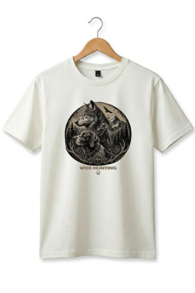 WİDİ Tricou cu tematică Hunting Wolf și Hunting Dog, 100% bumbac, cu croială ...