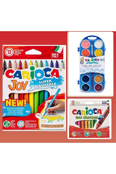 carioca Keçeli Boya Kalemi+Pastel Boya Kalemi+Sulu Boya 12 Renk SET