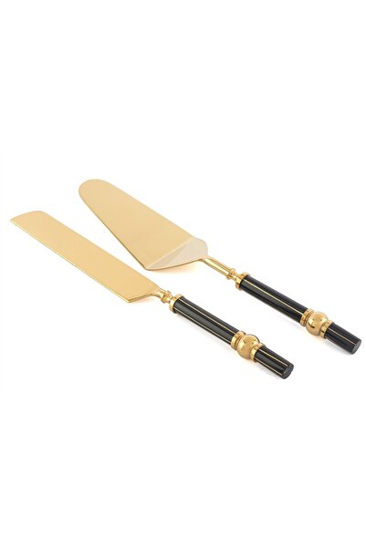 Mikasa Moor Gold Black Cake Serving Set