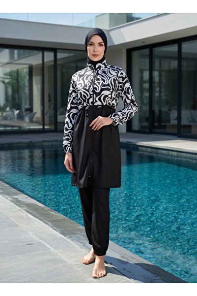 Elit Γυναικείο μαγιό με φερμουάρ, πλήρως καλυμμένο, από ύφασμα που απωθεί το ...