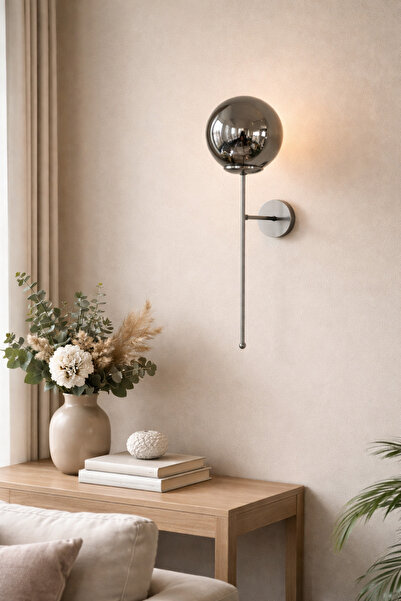Ömür Avize Ayli̇n Gray Case Globe Glass Wall Lamp