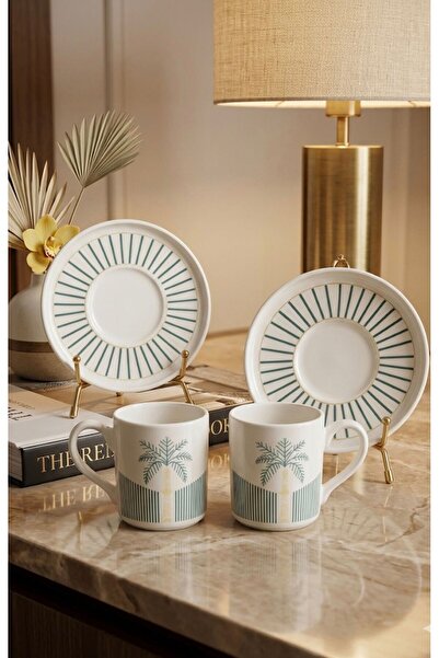 evinbizden Palmira Patterned Porcelain 2-Person Coffee Cup Set 4 Pieces