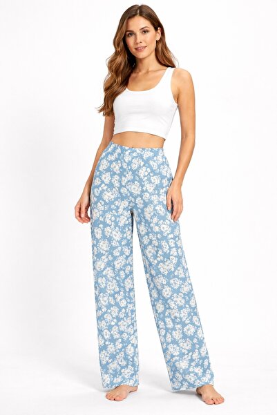 Kabartma Desenli Bürümcük Yazlık Pantolon Yüksek Bel Lastikli Bel Büyük Battal Beden Alt Pijama