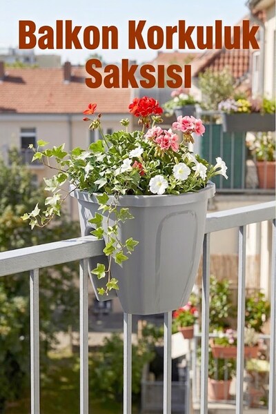 EFFE HOME Dekoratif Balkon Korkuluk Saksısı Oval 1 Adet