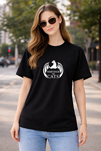FANA تي شيرت نسائي مطبوع عليه Mother of Cats - تي شيرت Cat Mom بتصميم GOT مصن...