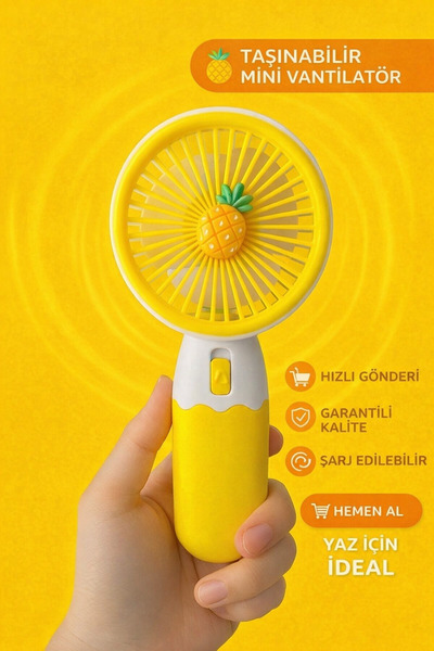 Maloria Meyveli Tasarım Mini El Masa Fan Vantilatör Turbo Üfleme Kademe Taşın...