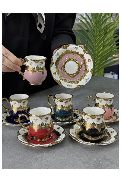 Doğudeko Luxury Porcelain 6-Piece Braxton Cup Set