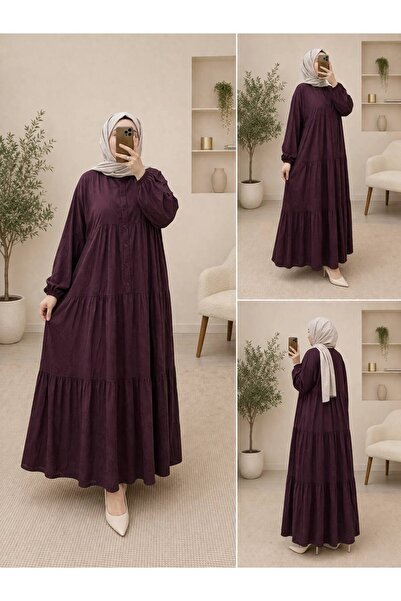 İLGEN FASHİON Jacquard Viscose Fabric, Hijab Dress, Buttoned, Loose Fit, Casu...