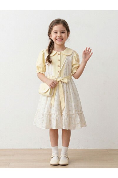 Cherrys Bebek Κοριτσίστικο φόρεμα με διακοσμητική τσάντα με σχέδιο λουλουδιών