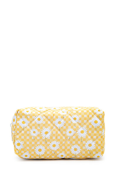 minebag ZC263 Υφασμάτινη Γυναικεία Τσάντα Μακιγιάζ Κίτρινο Καρό