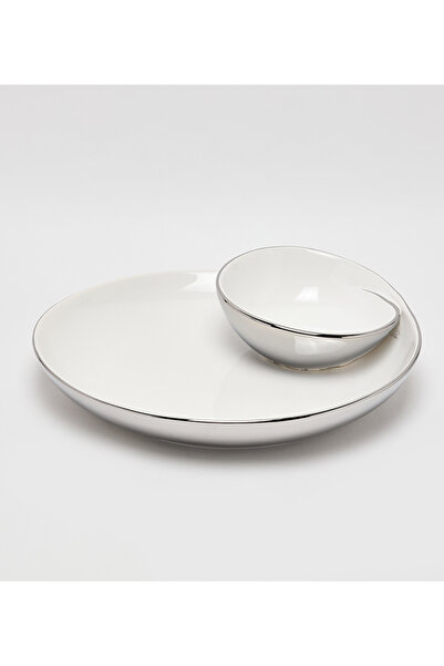 Sur La Table Porcelain 36x3cm White/Silver Snack Bowls