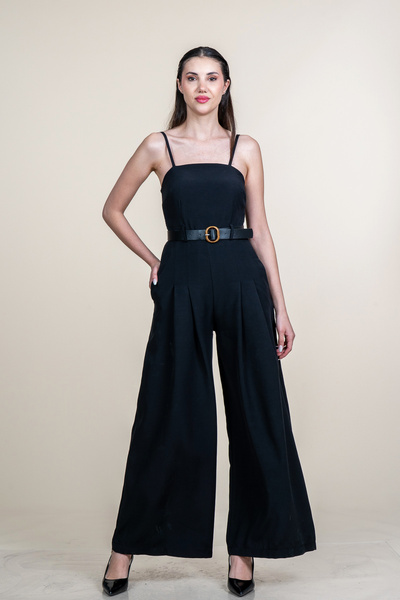 MissVina Strapped Jumpsuit with Gipeli Back and Belt 50375