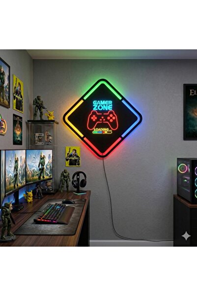 Onerous Led Işıklı Gamer Oyuncu RGB Tablo Aydınlatmalı Dekoratif MDF 35x35cm ...