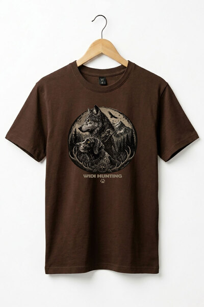 WİDİ Μπλουζάκι με θέμα το Hunting Kurt και το Hunting Dog, 100% βαμβακερό, κα...