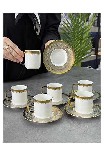 Doğudeko Luxury Porcelain 6-Piece Cup Set Delora