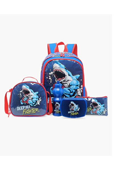 Juniors Shark Print 5-Piece Backpack Set