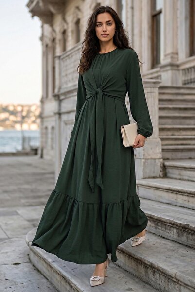 SENSTIL Φόρεμα Ayrobin με δέσιμο στο μπροστινό μέρος Χακί SS2873