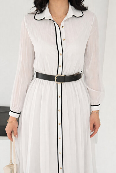 Noi Belis Υφαντό φόρεμα με πλισέ ζώνη σε μέγεθος Maxi SS26EL0014