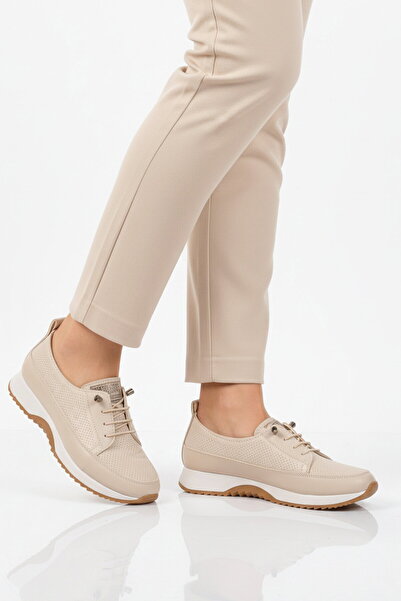 AYK'S Beige Rubber Laced Lightweight Women's Casual Shoes 060 Z
