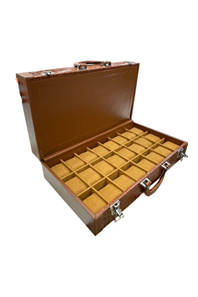 STAND MARKET Watch Box Premium 48-Piece Pull-Up Leather Watch Case Tan