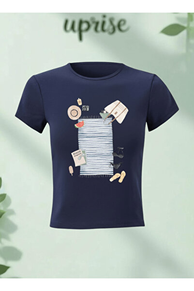 Vordevia Μπλουζάκι με στάμπα Beach Vibe από βαμβάκι και λύκρα