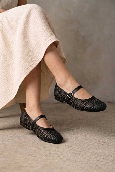 HİGHRUN Ψάθινο Καλάθι Πλεκτό Καθημερινό Παπούτσι Μπαλέτου