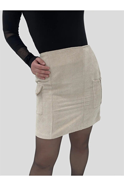 BEBE PLUS Κοτλέ Φούστα Μπεζ