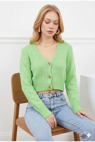 Fulla Moda Πλεκτή ζακέτα με κουμπιά V λαιμόκοψη
