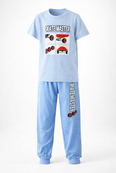 REMSA Σετ Πιτζάμες Βαμβακερές Χτενισμένες για Αγόρια 4270 Ανοιχτό Μπλε