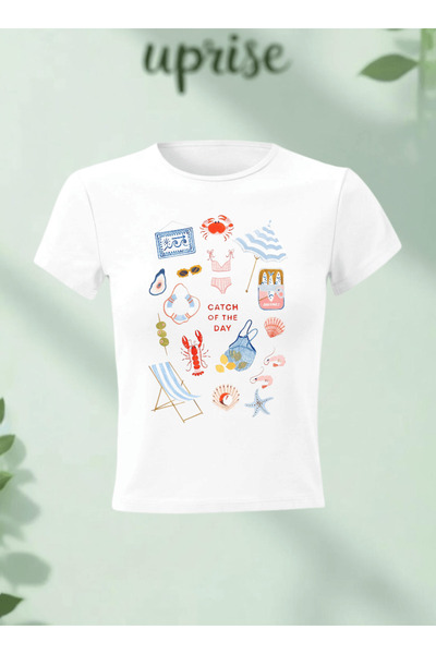 Vordevia Μπλουζάκι με στάμπα Beach Vibe Catch Of The Day από βαμβάκι και λύκρ...