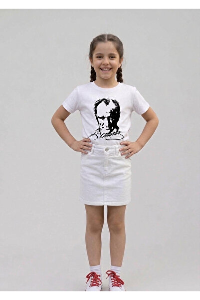 NACAR STORE Κοριτσίστικο Σετ με Μπλουζάκι με στάμπα ATATURK και Λινή Φούστα 2...