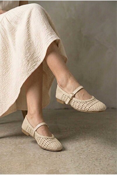 HİGHRUN Ψάθινο Καλάθι Πλεκτό Καθημερινό Παπούτσι Μπαλέτου