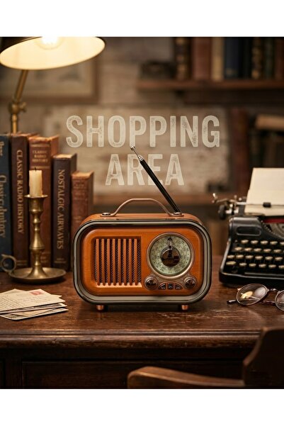 Shopping Area Nostaljik Radyo Bluetooth USB AUX FM 3 Bant Radyo Müzik Player
