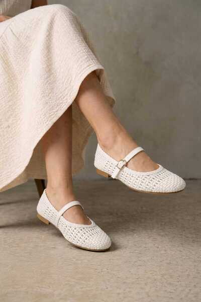 HİGHRUN Ψάθινο Καλάθι Πλεκτό Καθημερινό Παπούτσι Μπαλέτου