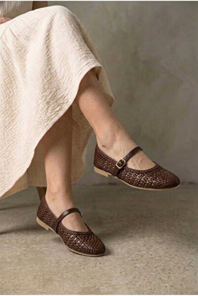 HİGHRUN Ψάθινο Καλάθι Πλεκτό Καθημερινό Παπούτσι Μπαλέτου