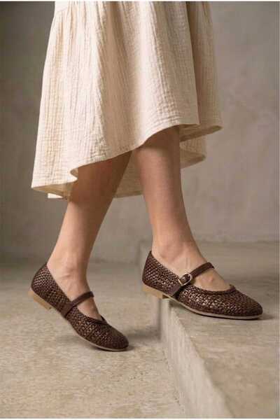 HİGHRUN Wicker Basket Knitted Daily Ballet Flats