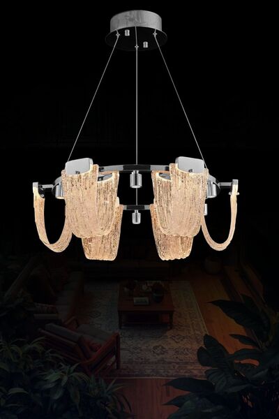 RONİSU AYDINLATMA Hera Lüks Modern Rose Gold Tasarım Led Avize 60 cm Salon Sa...