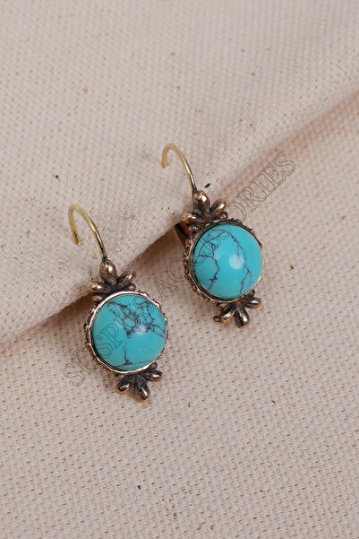 Süspüs Accessories أقراط أصلية مستديرة من حجر الفيروز
