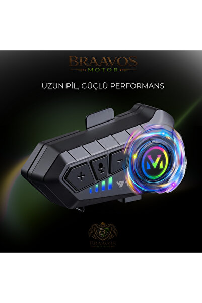 Braavos Y10 Kask Kulaklık Interkom Rgb Işıklı Motosiklet İnterkomu