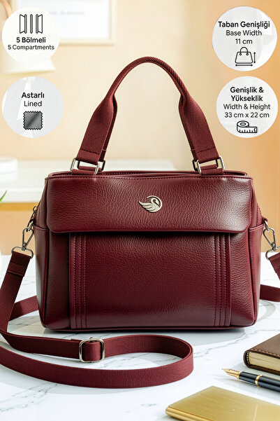 Lifonbag Γυναικεία τσάντα χειρός και ώμου με 5 θήκες, φερμουάρ και 2 λουράκια...