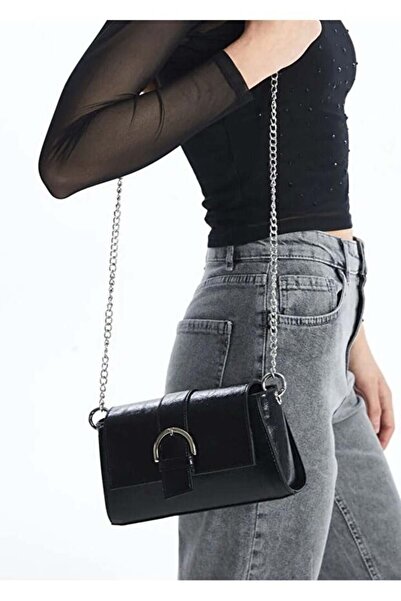 LOVELYSTORE Γυναικεία τσάντα ώμου με δερμάτινη αγκράφα και λεπτομερή αλυσίδα ...