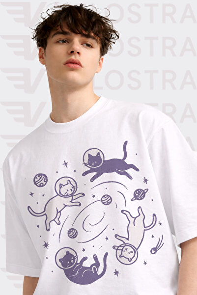 Velostra Unisex majica sa printom astronauta i mačke, poseban dizajn, veće ve...