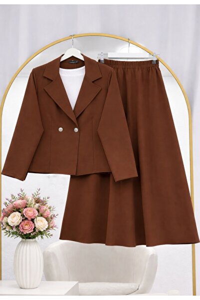 MODA VEDAT Γυναικείο Σετ Σακάκι με Λεπτομέρεια και Φούστα -0550
