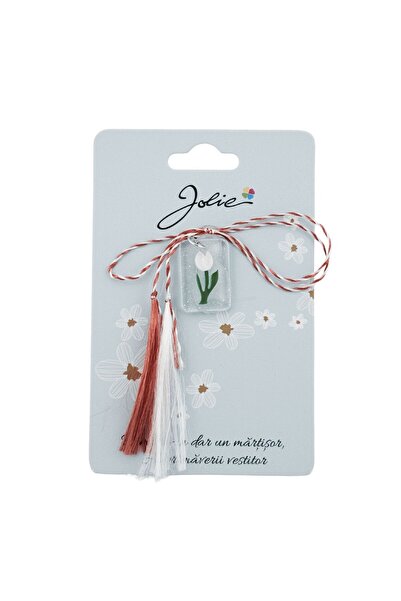 SOHO Martisor Traditional din Acril, Jolie, Model Lalea Alba, cu Snur Impleti...