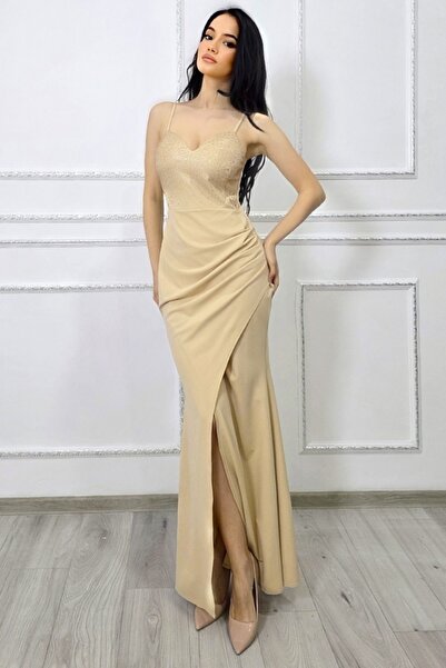 FashionForYou Σερέλια βραδινό φόρεμα κρουαζέ με δαντέλα και χειροποίητα κρύστ...