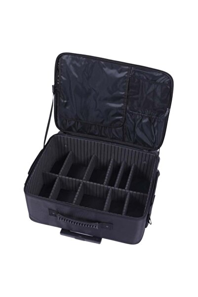 Salon System Cosmetic Bag with Wheels, Color Black