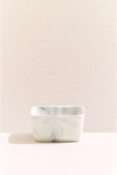 Paşabahçe Marble Porcelain Serving Bowl Square 9 cm White - 1 Piece