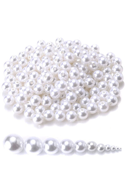 By MO Accessories 12mm 1 κιλό Λευκό Χρώμα Πλαστικό με Τρύπες Πέρλες Μέσος Τελ...