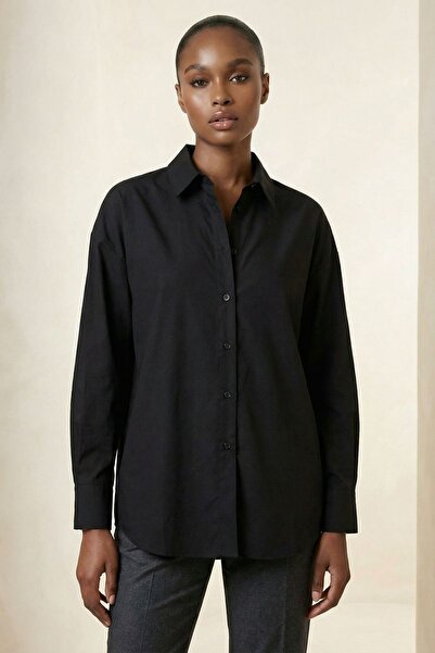 Hiccup MY FASHION Πουκάμισο από ποπλίνα με κουμπιά, μακρύ μανίκι και άνετη εφ...