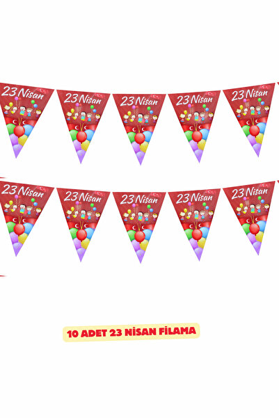 Baloncu Nene Διακοσμητικό σημαιοφόρο 23ης Απριλίου 10 τεμαχίων Πολύχρωμο τριγ...